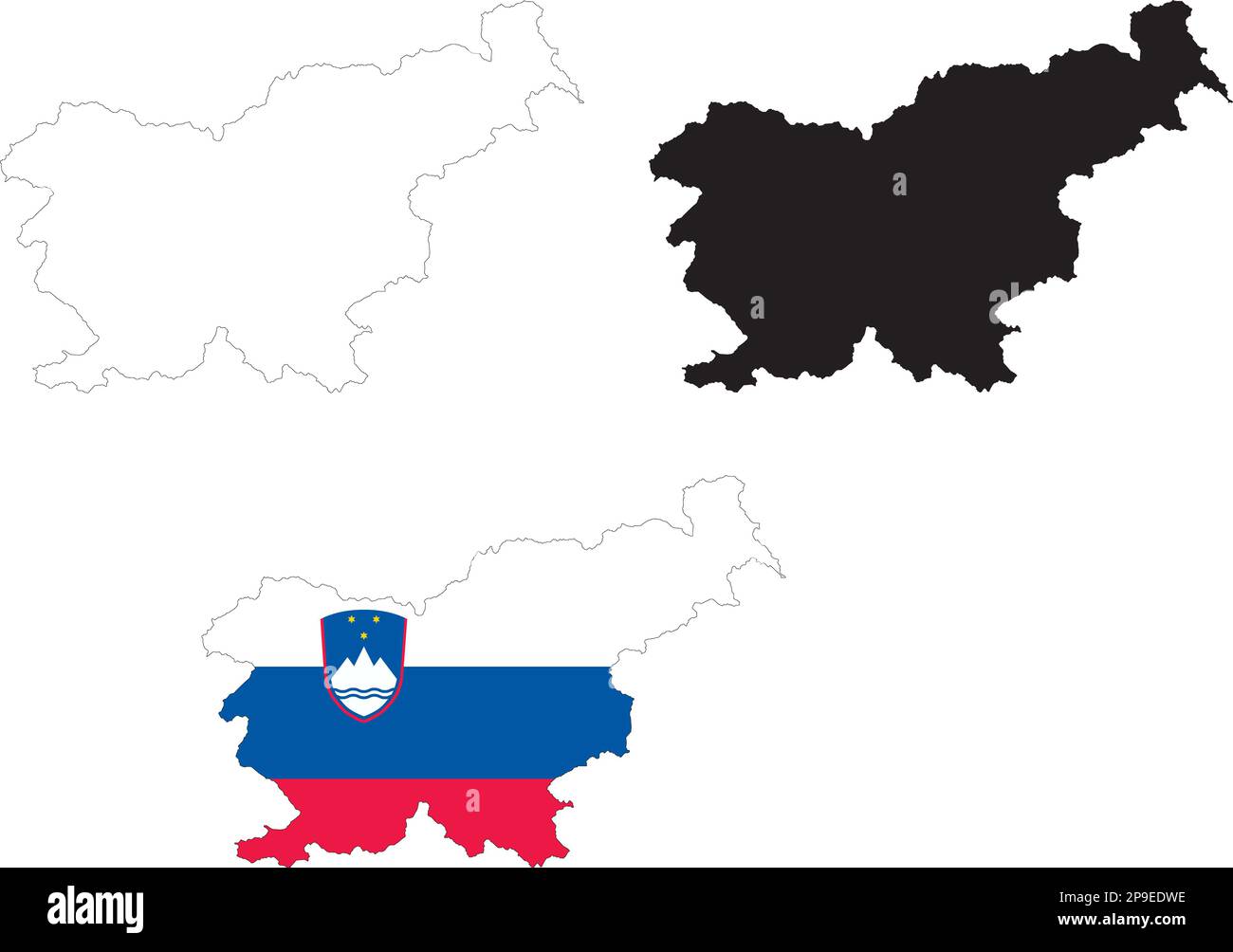 Mappa Slovenia su sfondo bianco. Slovenia struttura della mappa. Mappa vettoriale della Slovenia con la bandiera all'interno. Foto Stock