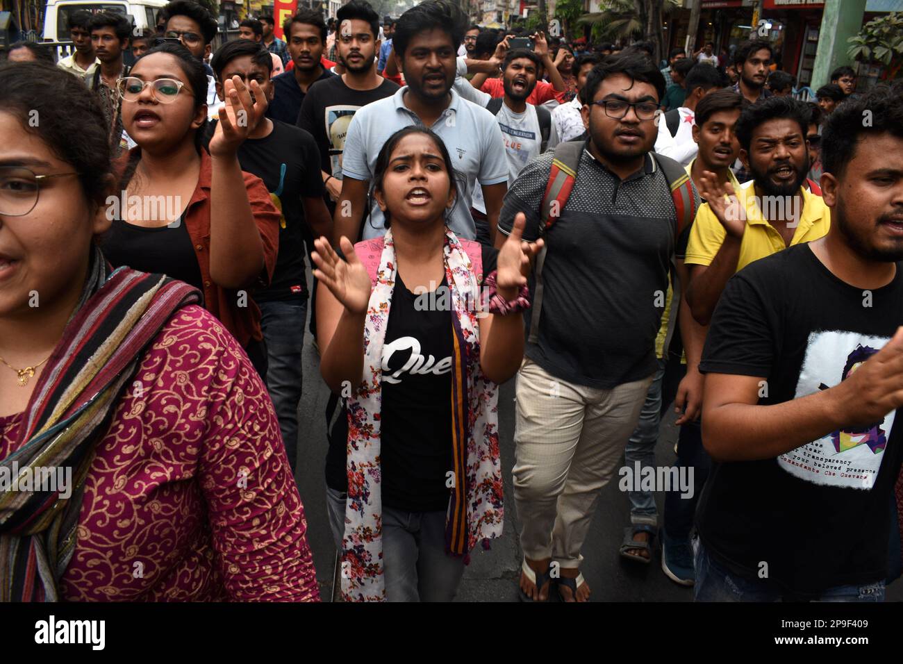 Kolkata, Bengala Occidentale, India. 10th Mar, 2023. Student's Federation of India (SFI) ha protestato per varie richieste legate all'istruzione. (Credit Image: © Sayantan Chakraborty/Pacific Press via ZUMA Press Wire) SOLO PER USO EDITORIALE! Non per USO commerciale! Foto Stock