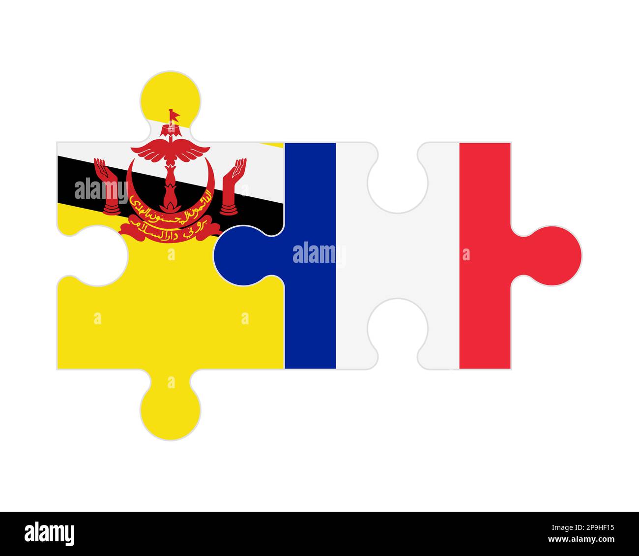 Puzzle connesso di bandiere di Brunei e Francia, vettore Illustrazione Vettoriale