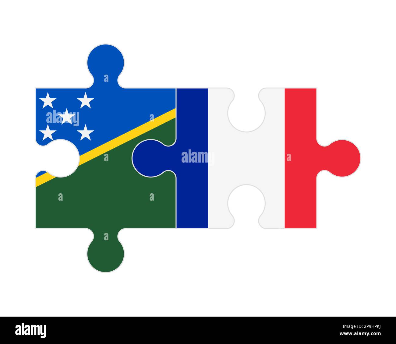 Puzzle connesso di bandiere di Isole Salomone e Francia , vettore Illustrazione Vettoriale
