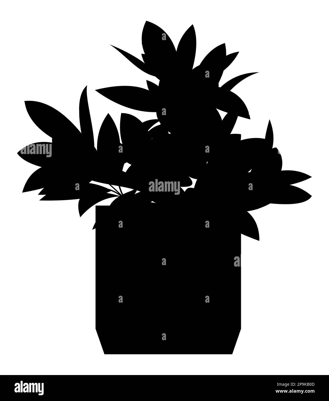 Illustrazione vettoriale di silhouette nera pianta intatta, giardinaggio di pianta della casa Illustrazione Vettoriale