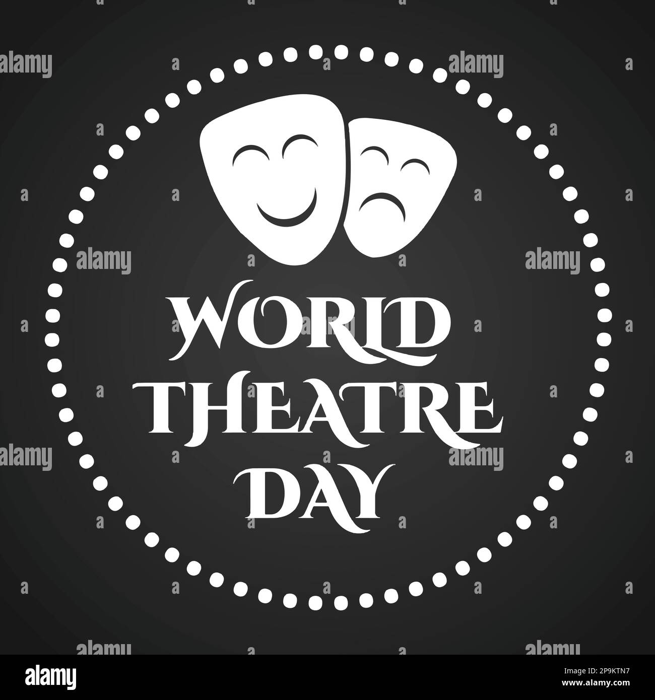Scritta disegnata a mano per la Giornata Mondiale del Teatro. Elemento di design per poster, scheda, banner, volantino. Illustrazione vettoriale. Illustrazione Vettoriale