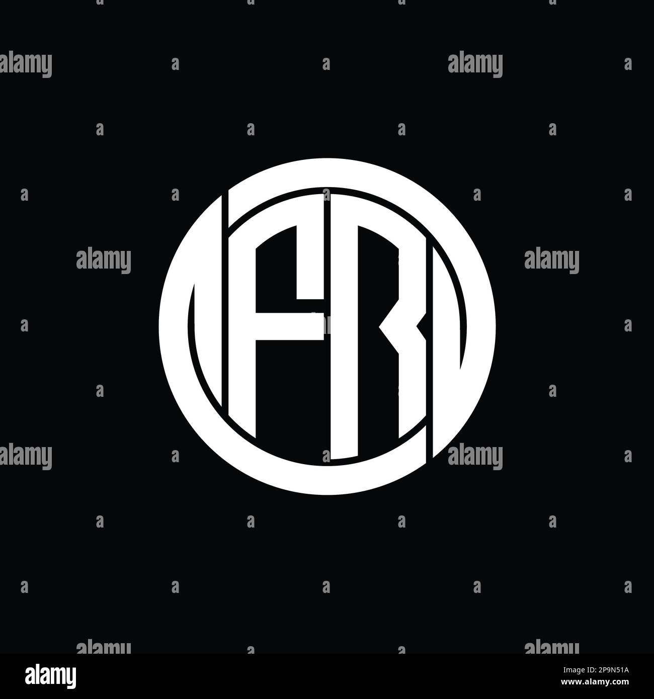 FR Logo monogramma scudo interno cerchio isolato forma immagini vettoriali modello di disegno Foto Stock