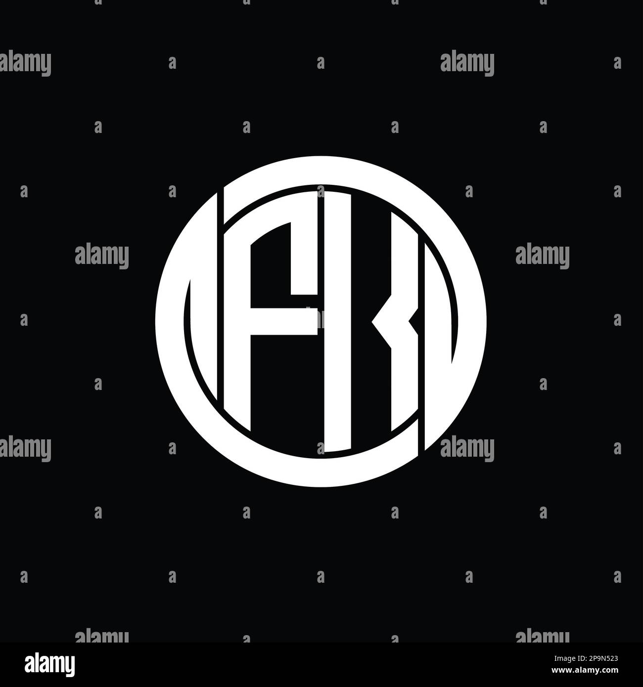 FK Logo monogramma scudo interno cerchio isolato forma immagini vettoriali modello di disegno Foto Stock