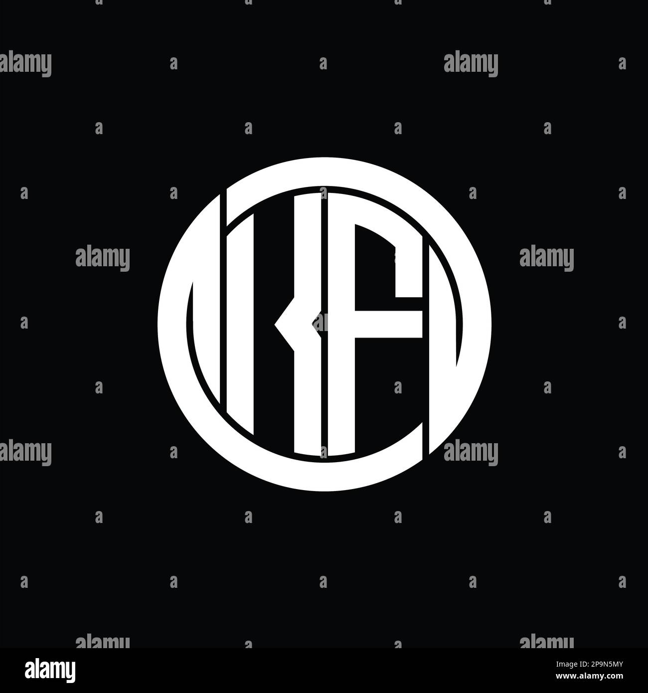 KF Logo monogramma scudo interno cerchio isolato forma immagini vettoriali modello di disegno Foto Stock