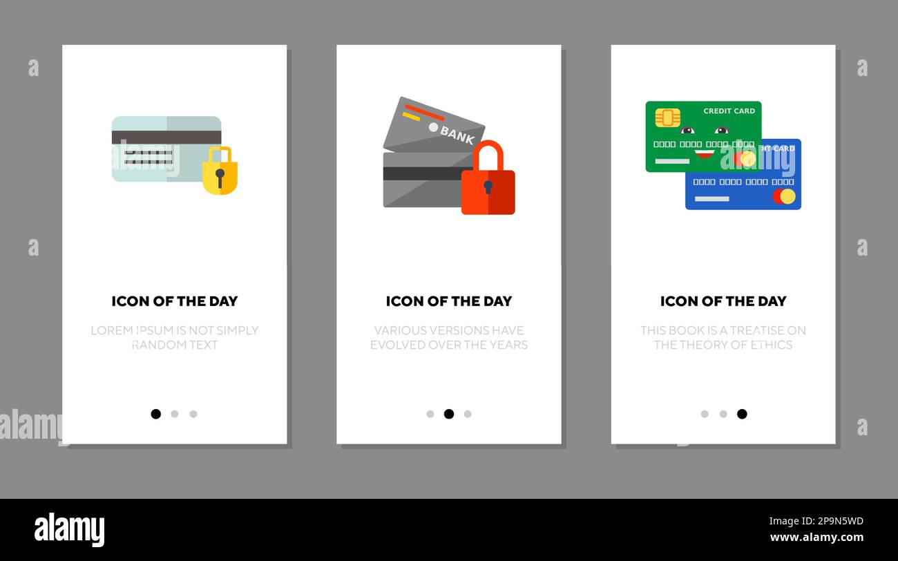 Set di icone piatte della carta di credito Illustrazione Vettoriale