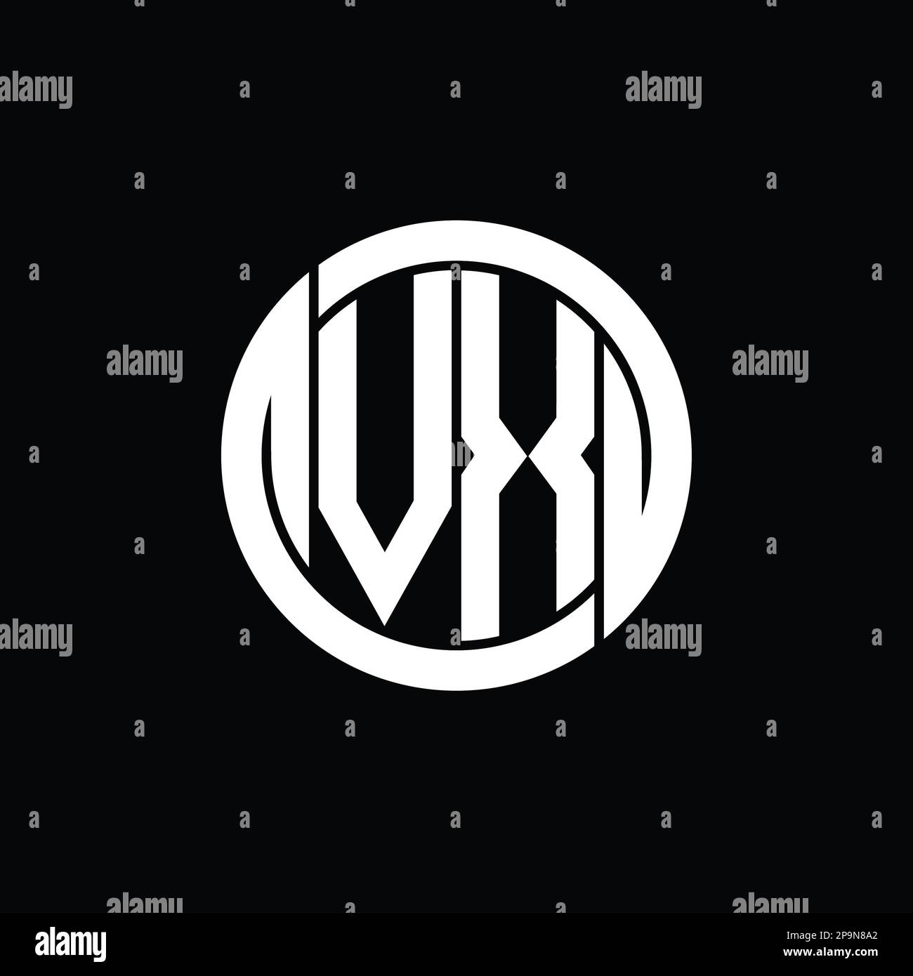 VX Logo monogramma scudo interno cerchio isolato forma immagini vettoriali modello di disegno Foto Stock