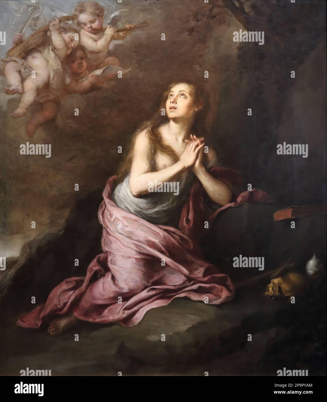 Die buessende Maria Magdalena (la penitente Maria Magdalena) del pittore barocco spagnolo Bartholome Esteban Murillo al Wallraf-Richartz Museum di Colonia, Germania Foto Stock