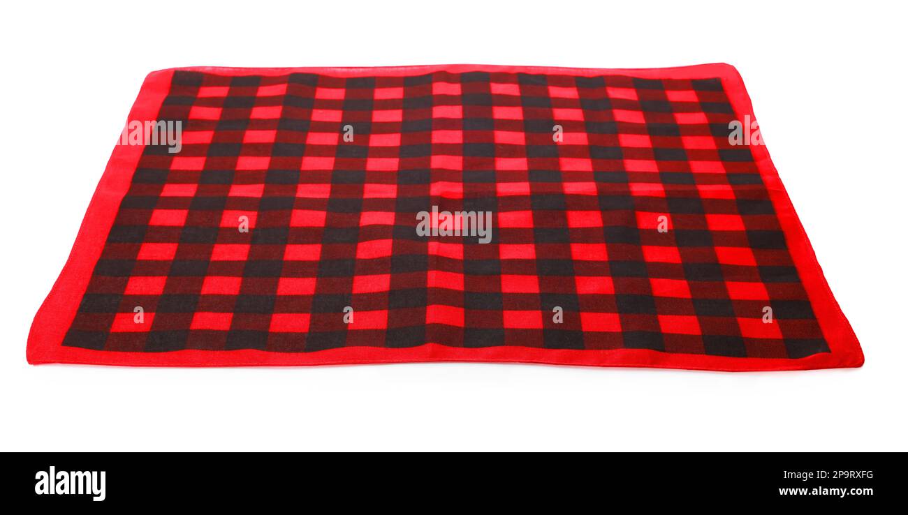 Bandana rossa con motivo a assegno isolato su bianco Foto Stock