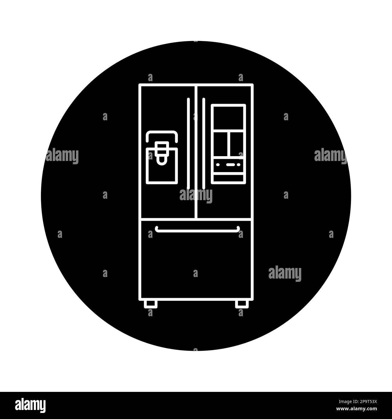 Icona della linea a colori Smart frigorifero. Dispositivo da cucina. Elettrodomestico Illustrazione Vettoriale