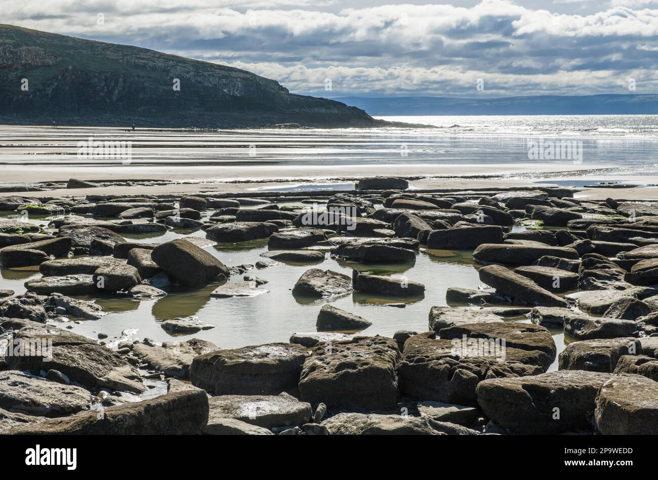 Attraverso Dunraven Bay fino a Trwyn y Witch o Witches Nose Dunraven Bay Glamorgan Heritage Coast. Foto Stock