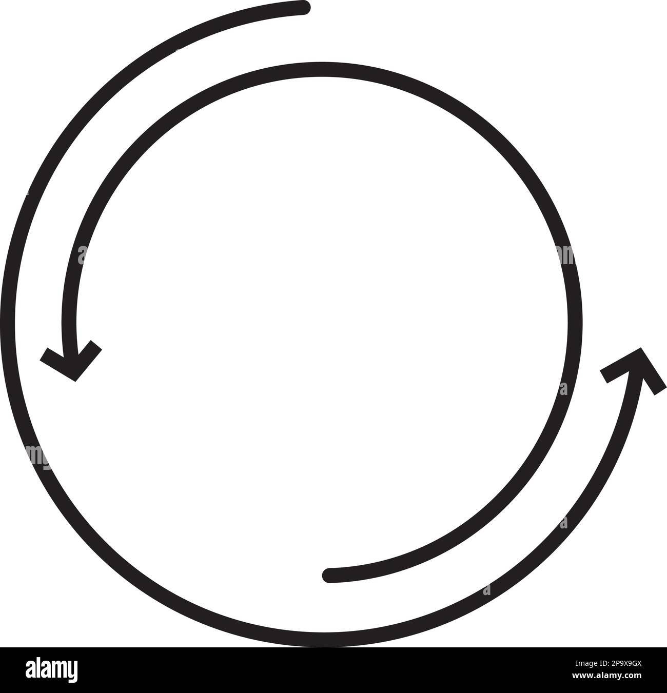 Rotazione ciclica, ricorrenza di riciclo, rinnovo. Illustrazione dell'icona vettore piatto Illustrazione Vettoriale