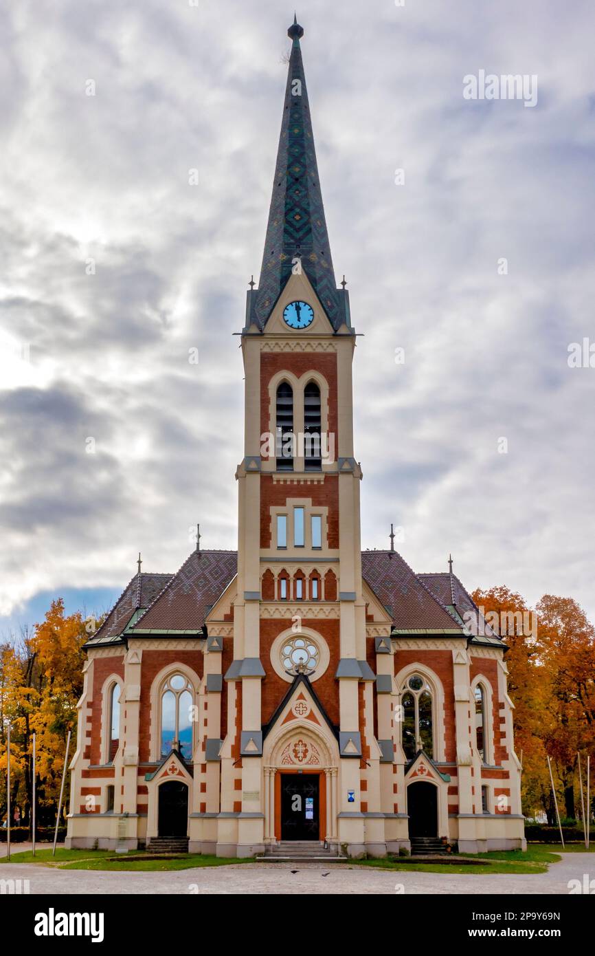 Veduta della Chiesa evangelica AB, Villach, Austria Foto Stock
