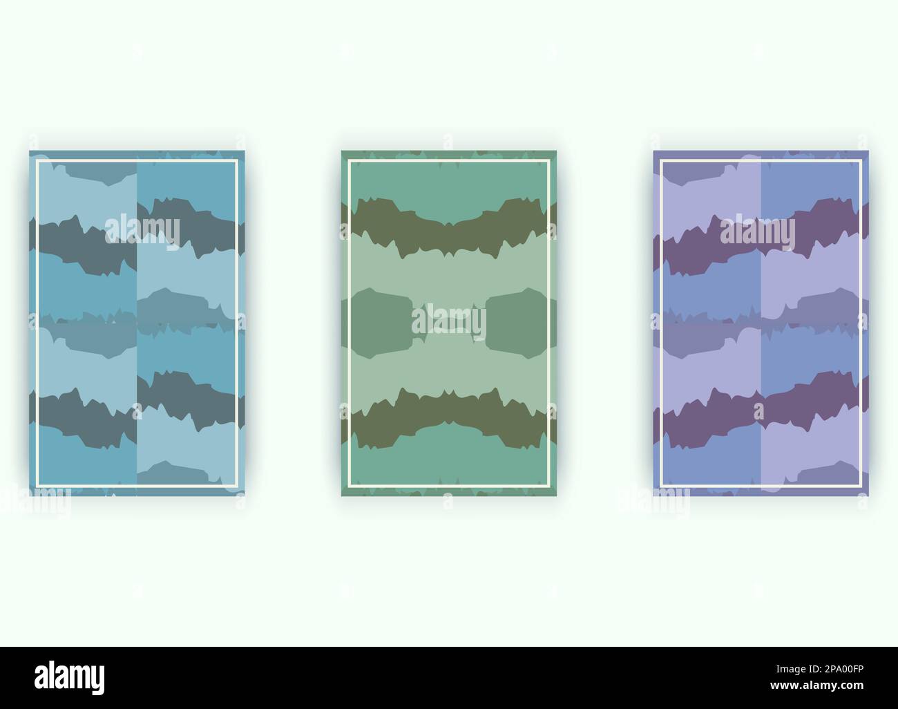 Verde natura alberi Vector Paesaggio paesaggio naturale minimalista Illustrazione Foto Stock