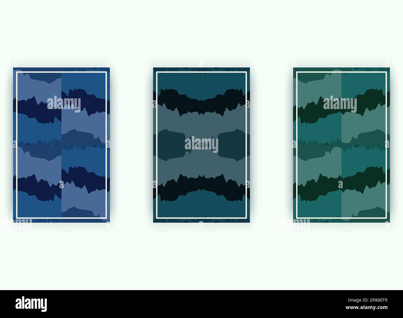 Verde natura alberi Vector Paesaggio paesaggio naturale minimalista Illustrazione Foto Stock