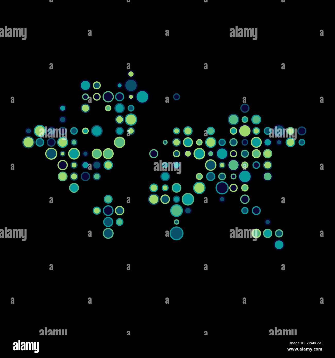 Mappa del mondo Silhouette disegno generativo pixelated Illustrazione Vettoriale