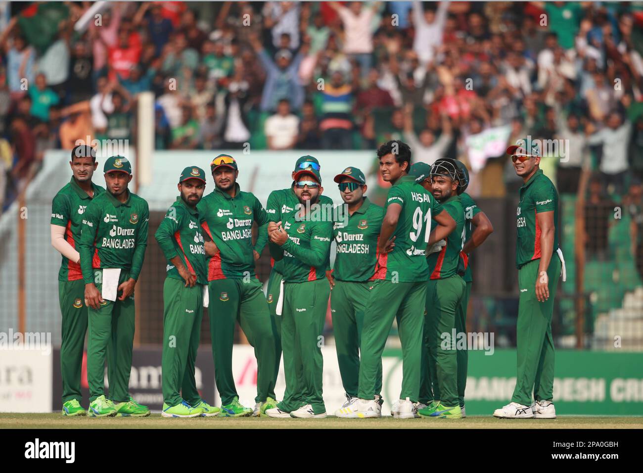 Bangladesh-Inghilterra 1st T20I partita di tre serie di partite allo stadio di cricket Zahur Ahmed Chowdhury, Sagorika, Chattogram, Bangladesh. Resto della partita Foto Stock