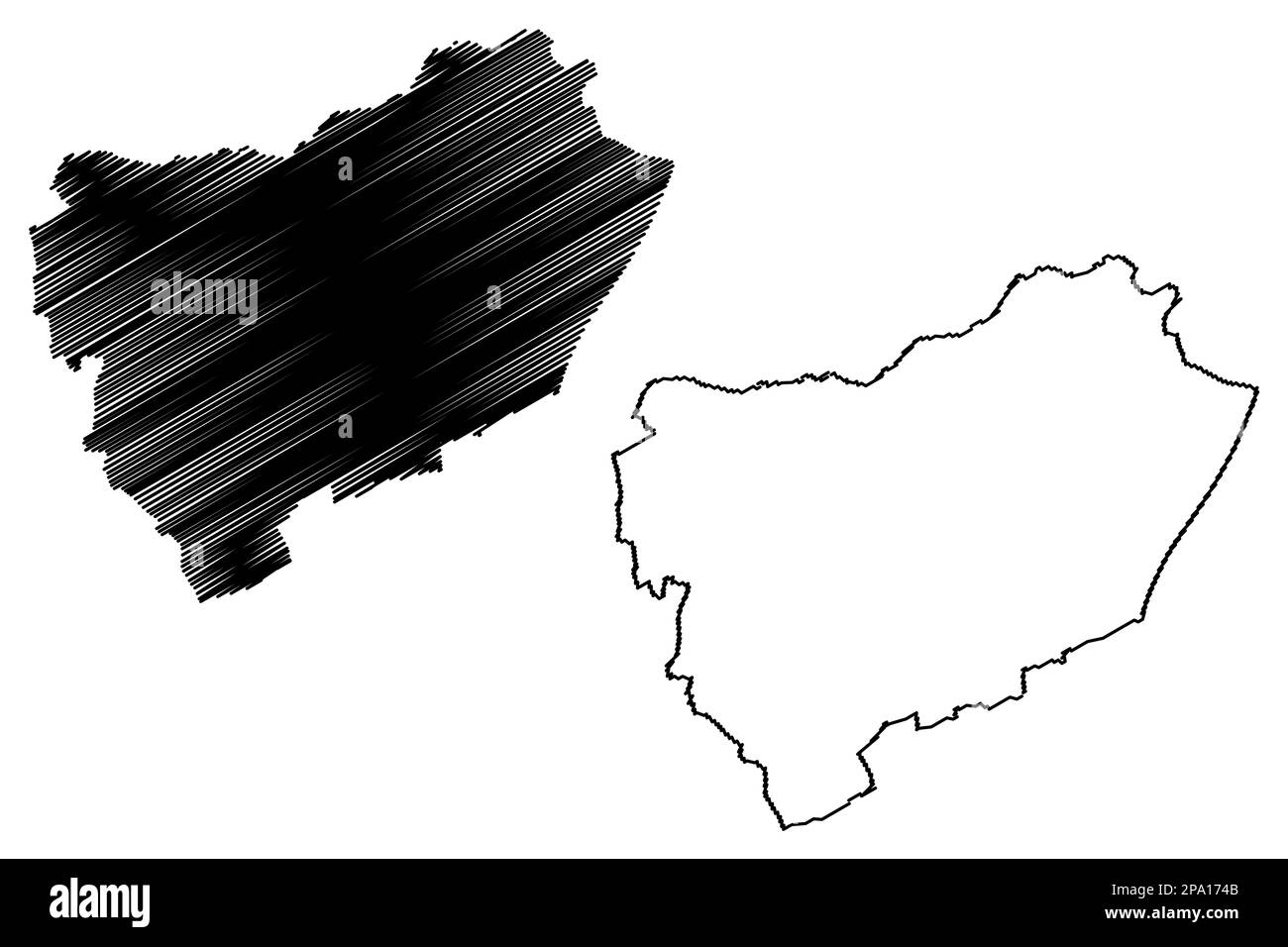 Harlow Città e distretto (Regno Unito di Gran Bretagna e Irlanda del Nord, contea cerimoniale Essex, Inghilterra) mappa vettore illustrazione, scrible sk Illustrazione Vettoriale