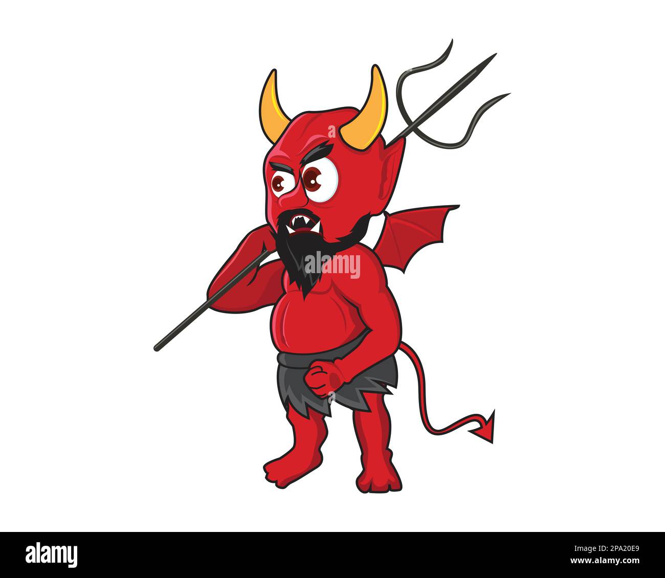 Devi Holding Trident Illustration visualizzata con stile Cartoon Illustrazione Vettoriale