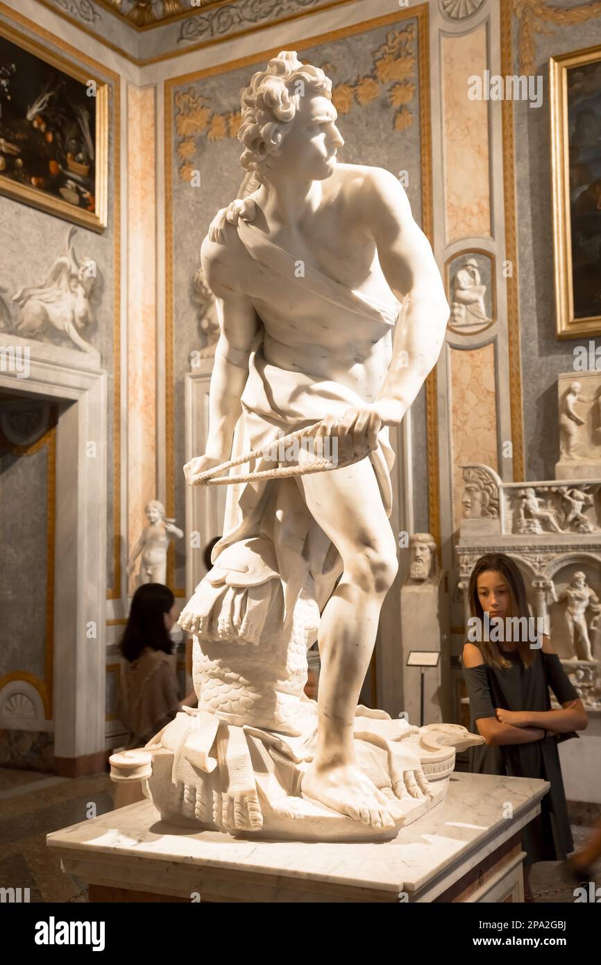 Roma, Italia - 24 agosto 2018: Gian Lorenzo Bernini capolavoro, David, datata 1624 Foto Stock