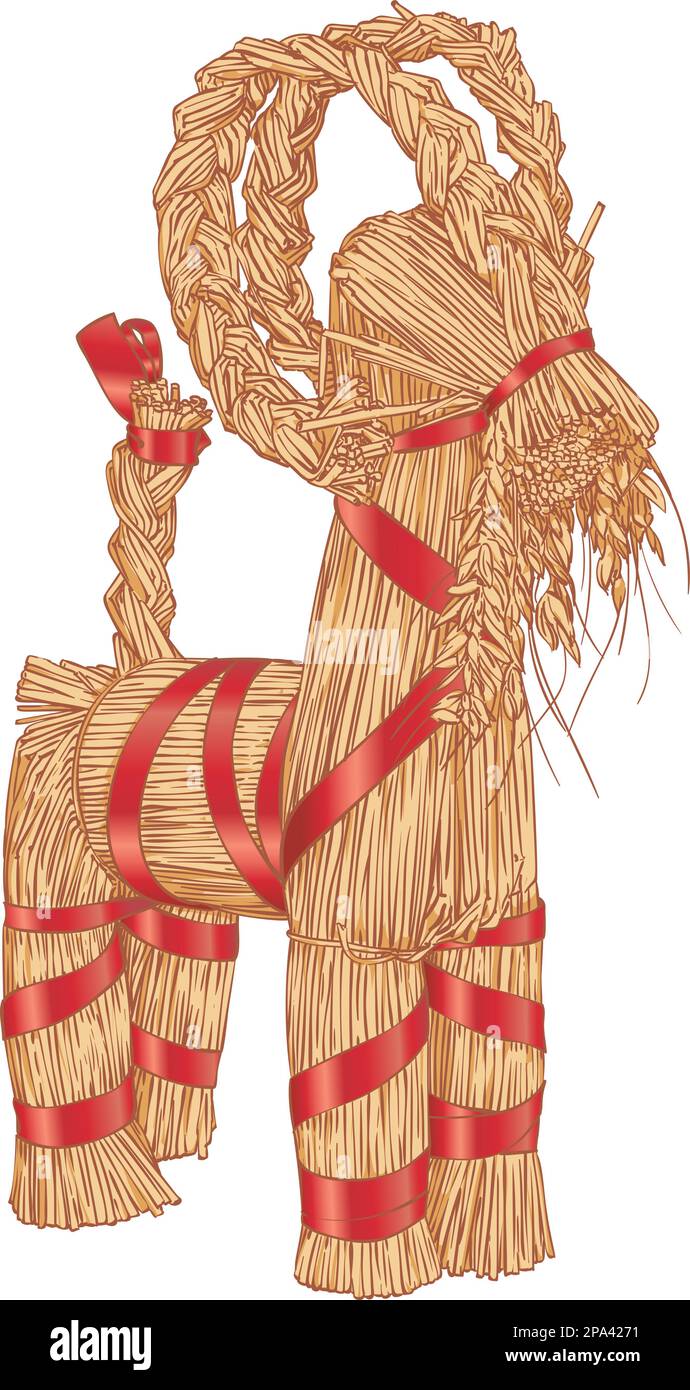 Vettore Yule capra o capra di Natale, scandinavo e nord Europa tradizionale decorazione di natale, isolato su sfondo bianco colorato dettagliato Illustrazione Vettoriale