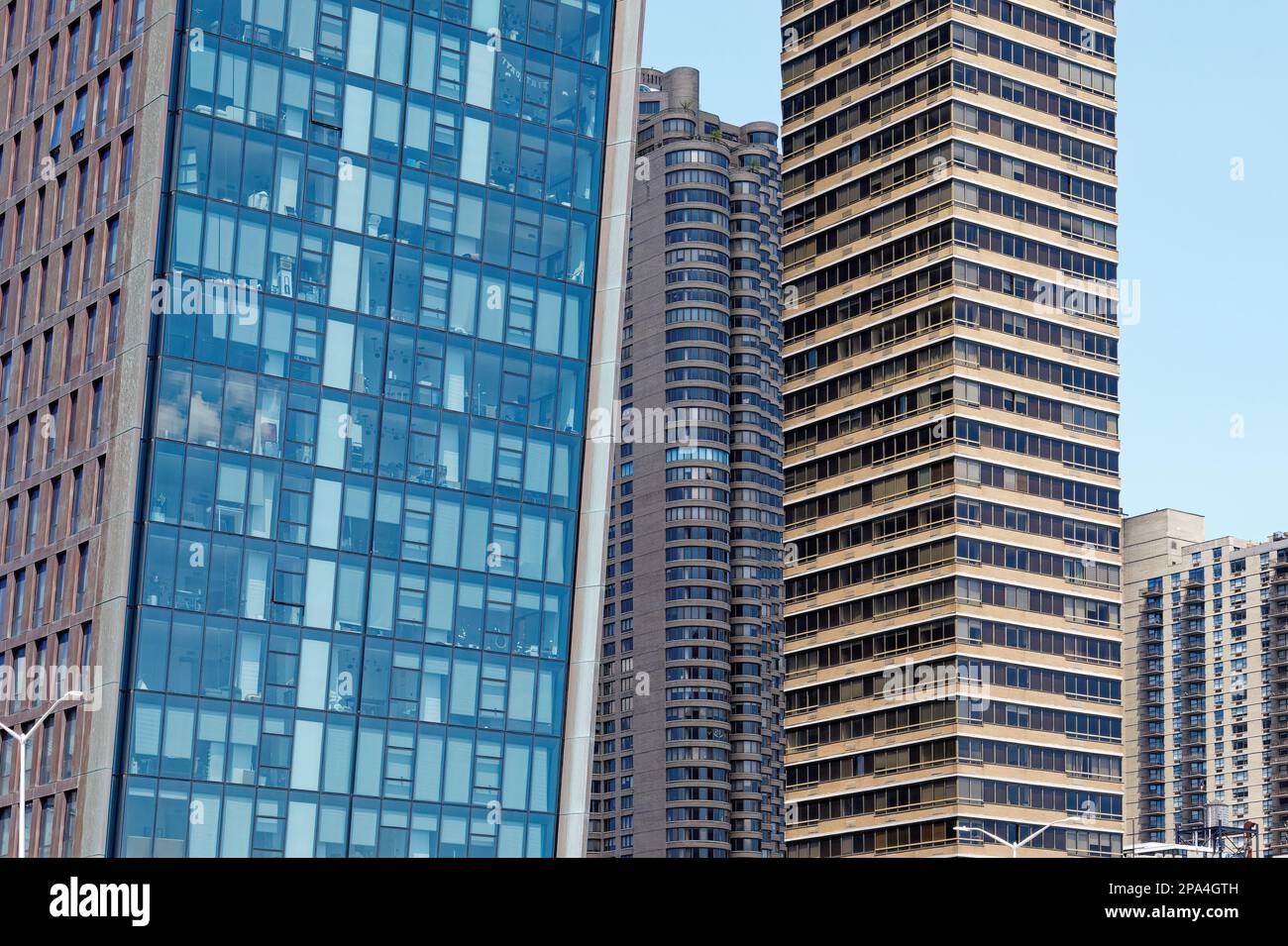 NYC Midtown: Sandwich di rame, Corinthian e Manhattan Place, nel quartiere Murray Hill di Manhattan. Foto Stock