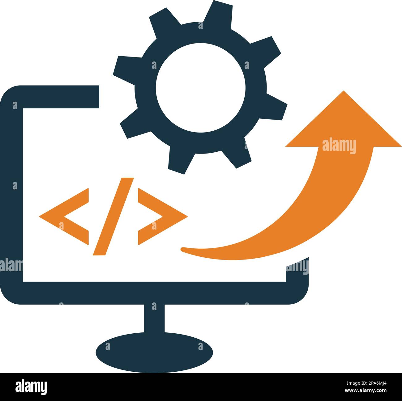 Software, codice, codifica, l'icona html è isolata su sfondo bianco. Semplice illustrazione vettoriale per grafica e web design o scopi commerciali. Illustrazione Vettoriale