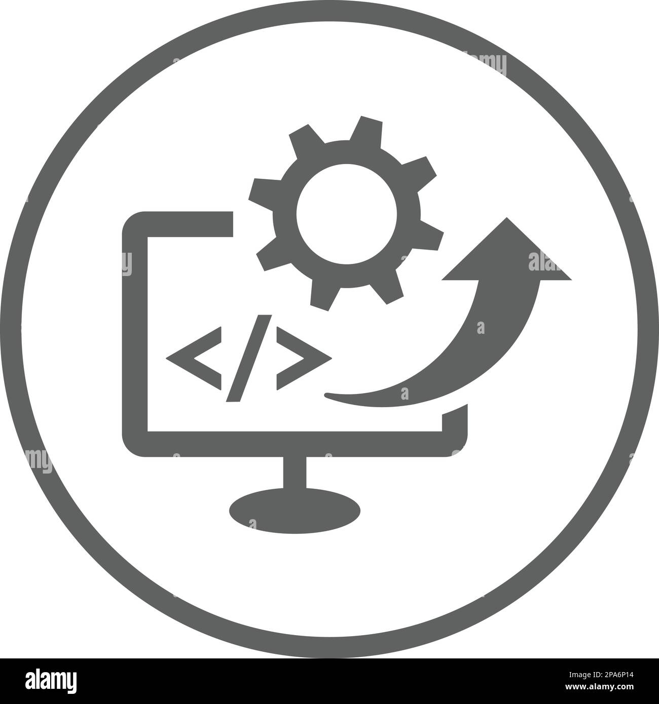 Software, codice, codifica, l'icona html è isolata su sfondo bianco. Semplice illustrazione vettoriale per grafica e web design o scopi commerciali. Illustrazione Vettoriale