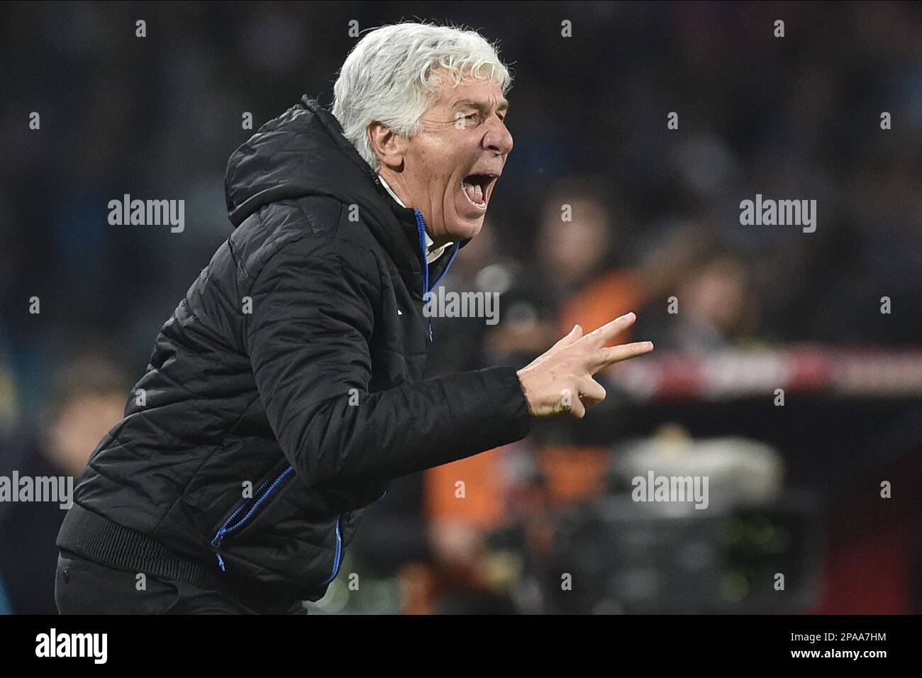 Napoli, Italia. 11th Mar, 2023. Gianpiero Gasperini allenatore di Atalanta gesticulates durante la Serie Un match tra SSC Napoli e Atalanta BC a Diego Armando Maradona Stadium Credit: Independent Photo Agency/Alamy Live News Foto Stock