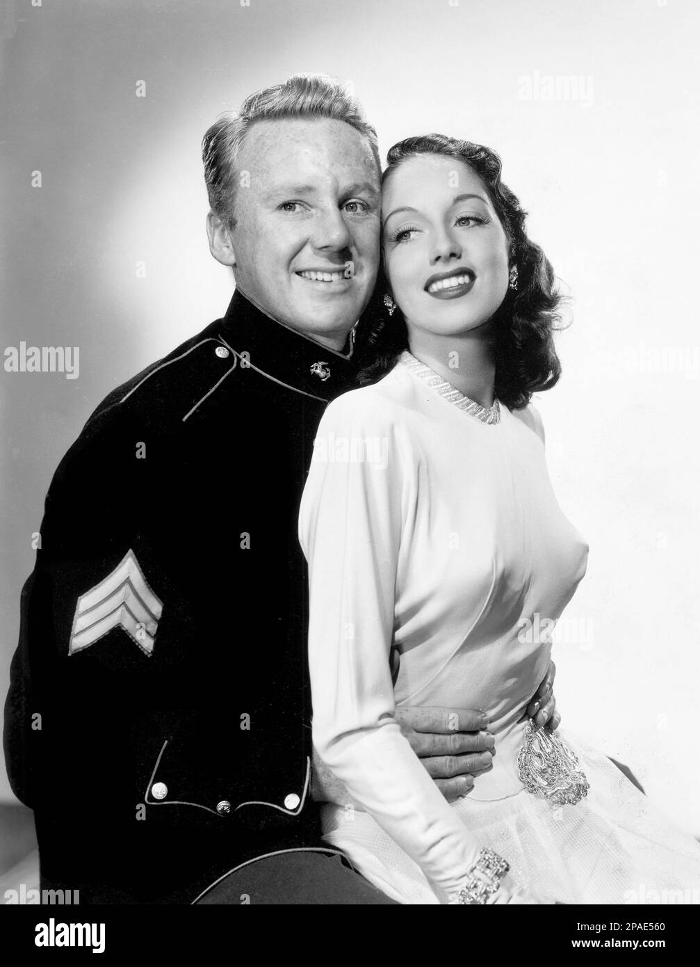 Van Johnson, Pat Kirkwood, on-set of the Film, 'No Leave, No Love', MGM, 1946 Foto Stock