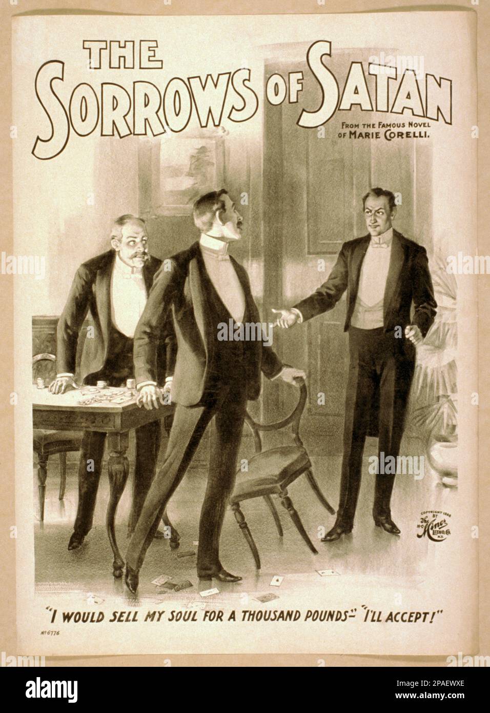 1900 ca , USA : il DOLORE DI SATANA , una rappresentazione teatrale di un romanzo della scrittrice MARIE CORELLI ( 1855 - 1924 ). - TEATRO - TEATRO - TEATRO - locandina - pubblicità poster - pubblicazione' - SCRITTRICE - SCRITTORE - LETTERATURA - LETTERATURA - letterato - triller - pulp fiction - ORRORE - GOTICO - BELLE EPOQUE ---- GBB Foto Stock