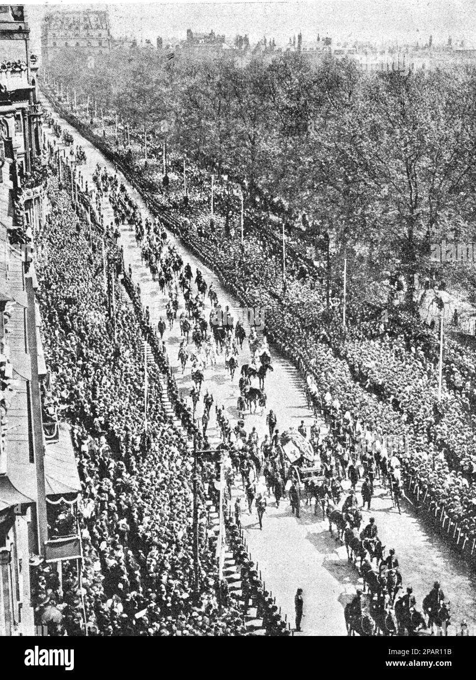 Funerale di re Edoardo VII nel 1910. Vista generale della processione funebre. Foto dal 1910. Foto Stock