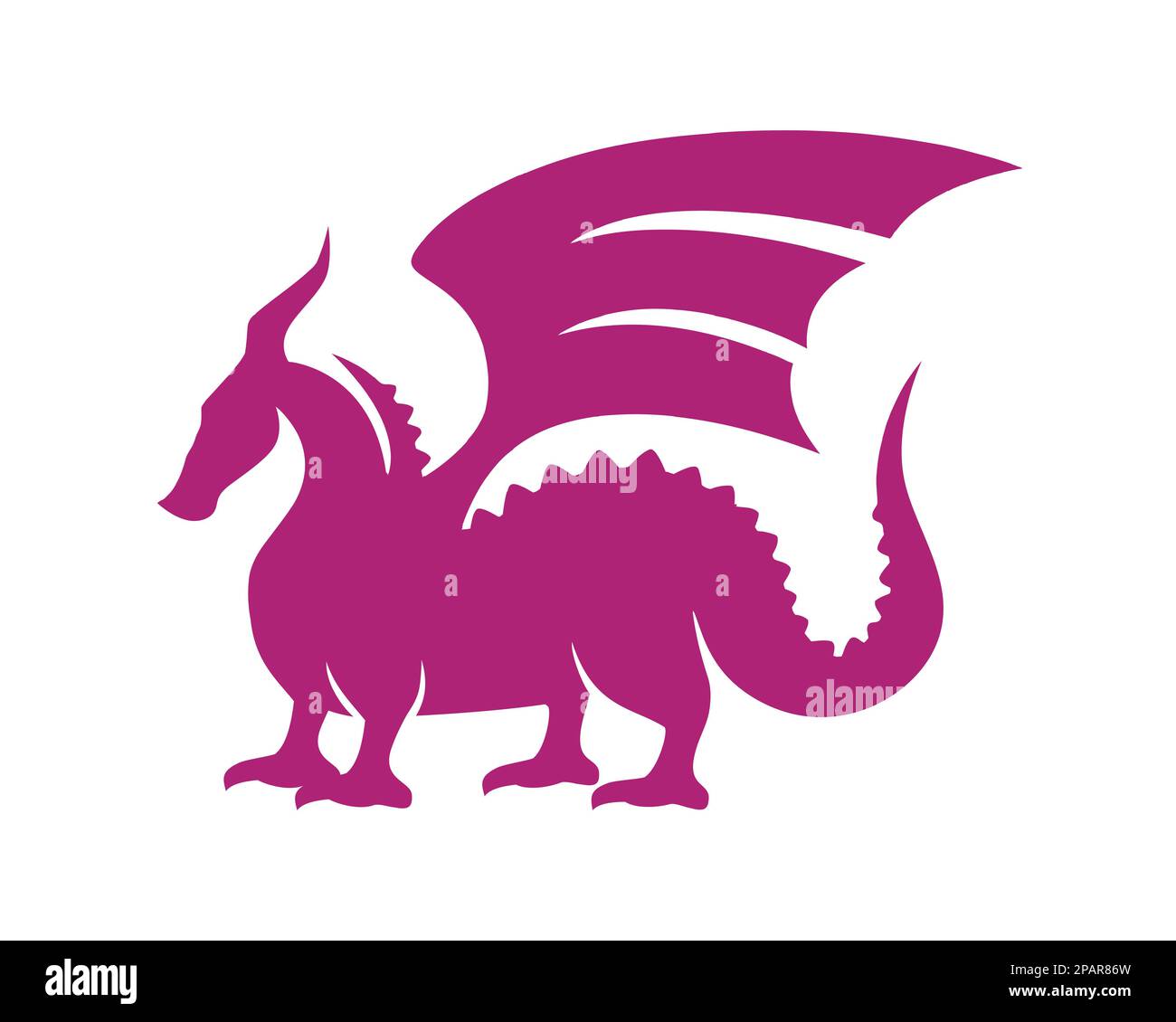 Illustrazione semplice del drago in piedi visualizzata con stile Silhouette Illustrazione Vettoriale