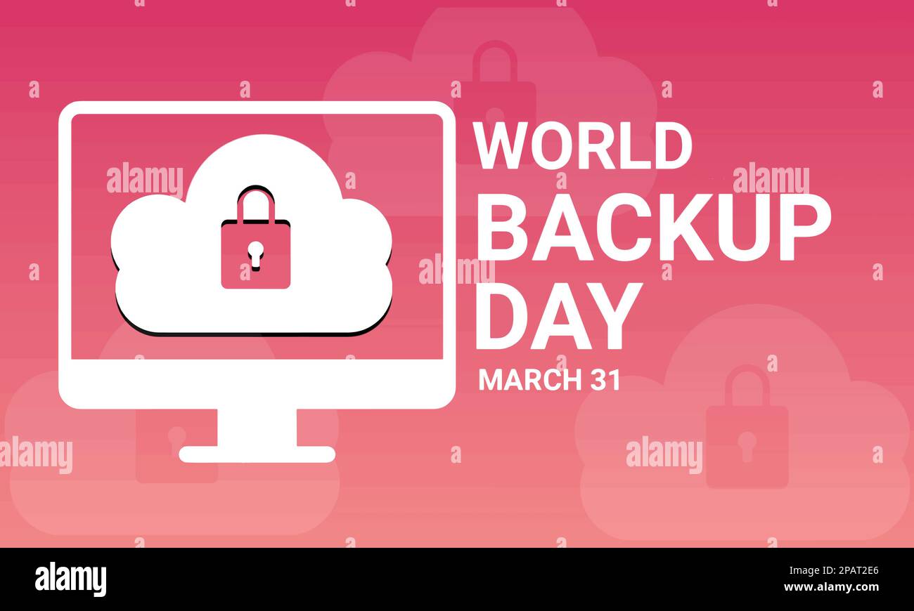 Giornata mondiale del backup. Marzo 31. Concetto di vacanza. Modello per sfondo, banner, scheda, poster con iscrizione di testo. Illustrazione vettoriale Illustrazione Vettoriale