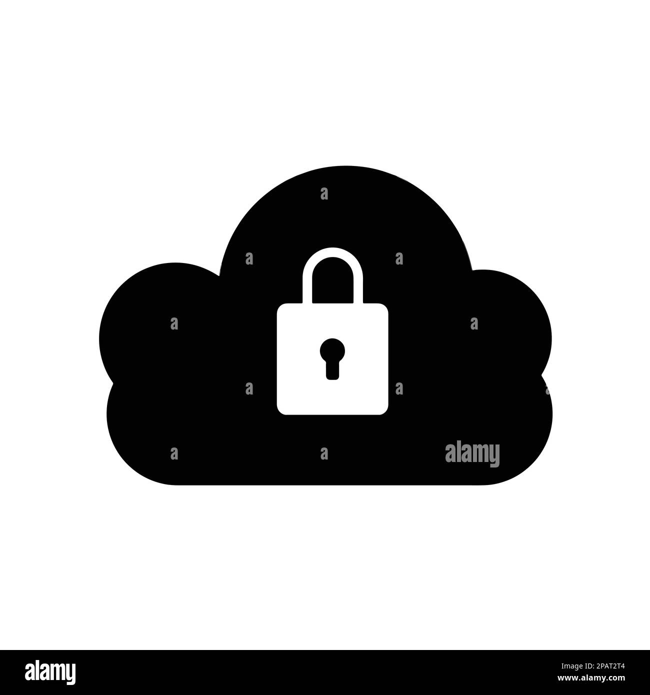 Icona di sicurezza del cloud isolata su sfondo nero. Illustrazione vettoriale in stile design piatto. Illustrazione Vettoriale