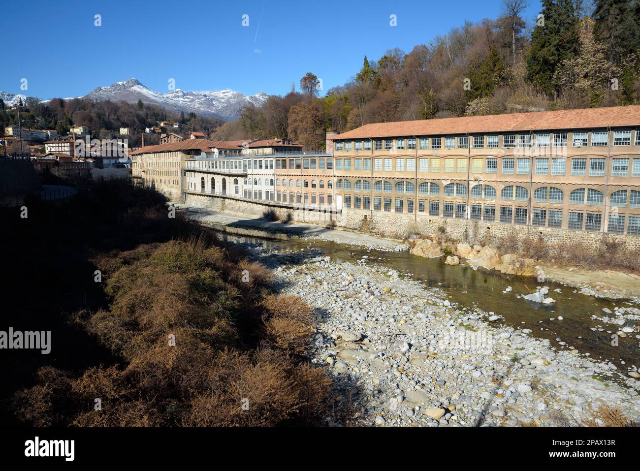 Biella, Provincia di Biella, Italia - 02 04 2023: Sito industriale storico nella zona di Biella della famiglia Sella. Foto Stock