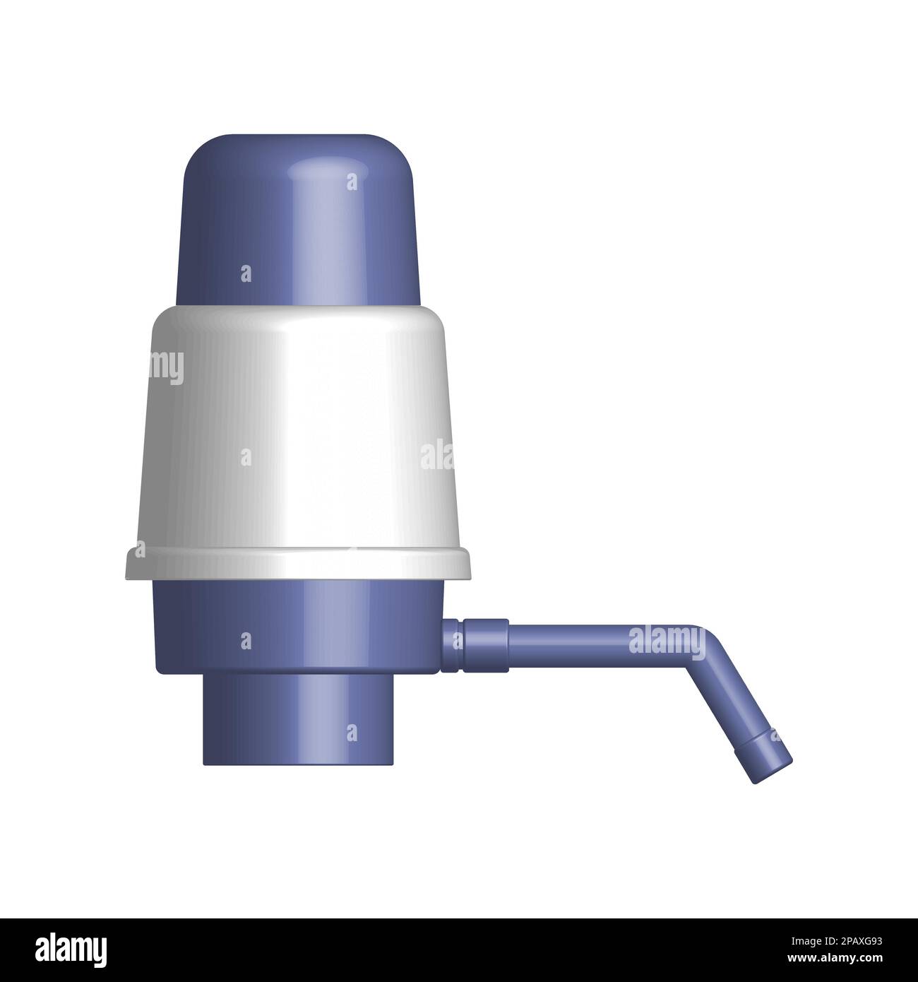 Pompa manuale per acqua isolata su sfondo bianco. Vista frontale, illustrazione vettoriale 3D. Illustrazione Vettoriale