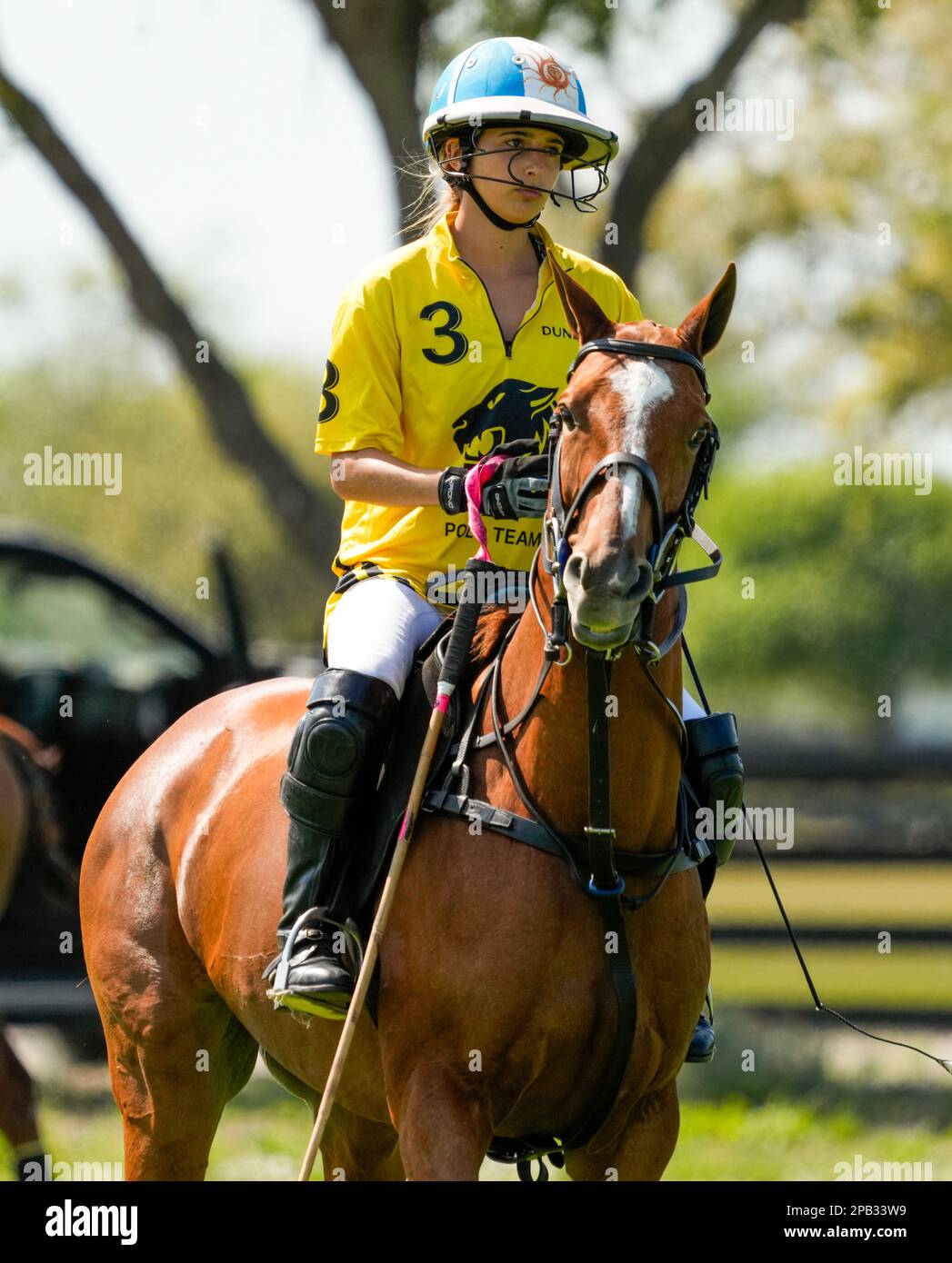 Port Mayaca, Stati Uniti. 12th Mar, 2023. 3/10/23 Port Mayaca, Florida mia Cambiaso cavalca per Dundas durante la DUNDAS VS EL CID FITNESS durante la US Women's Polo 18-24 Goal Cup 2023 Semifinali, che si tengono presso il Port Mayaca Polo Grounds a Port Mayaca, Florida, venerdì 10 marzo 2023. Credit: Jennifer Graylock/Alamy Live News Foto Stock