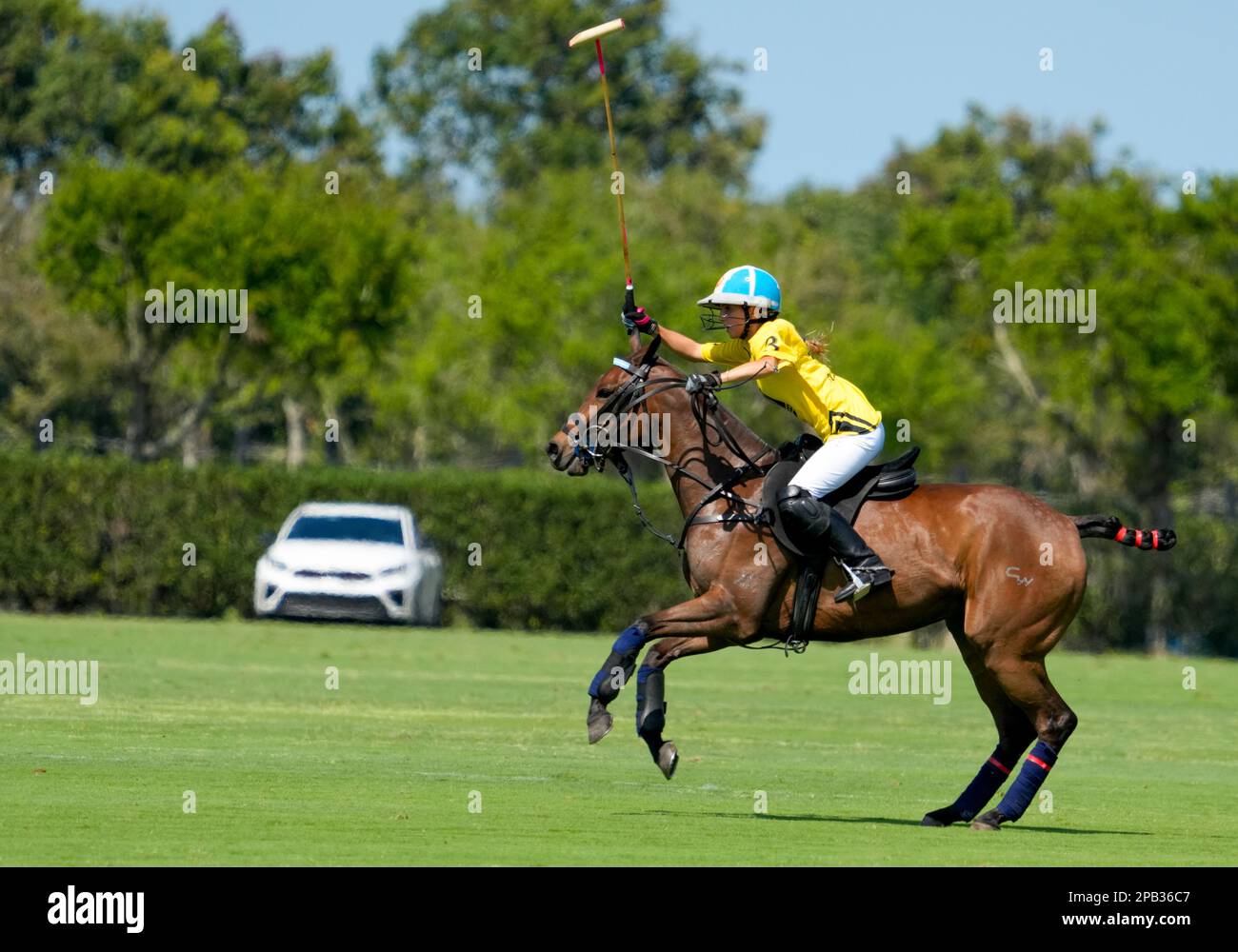 Port Mayaca, Stati Uniti. 12th Mar, 2023. 3/10/23 Port Mayaca, Florida mia Cambiaso cavalca per Dundas durante la DUNDAS VS EL CID FITNESS durante la US Women's Polo 18-24 Goal Cup 2023 Semifinali, che si tengono presso il Port Mayaca Polo Grounds a Port Mayaca, Florida, venerdì 10 marzo 2023. Credit: Jennifer Graylock/Alamy Live News Foto Stock