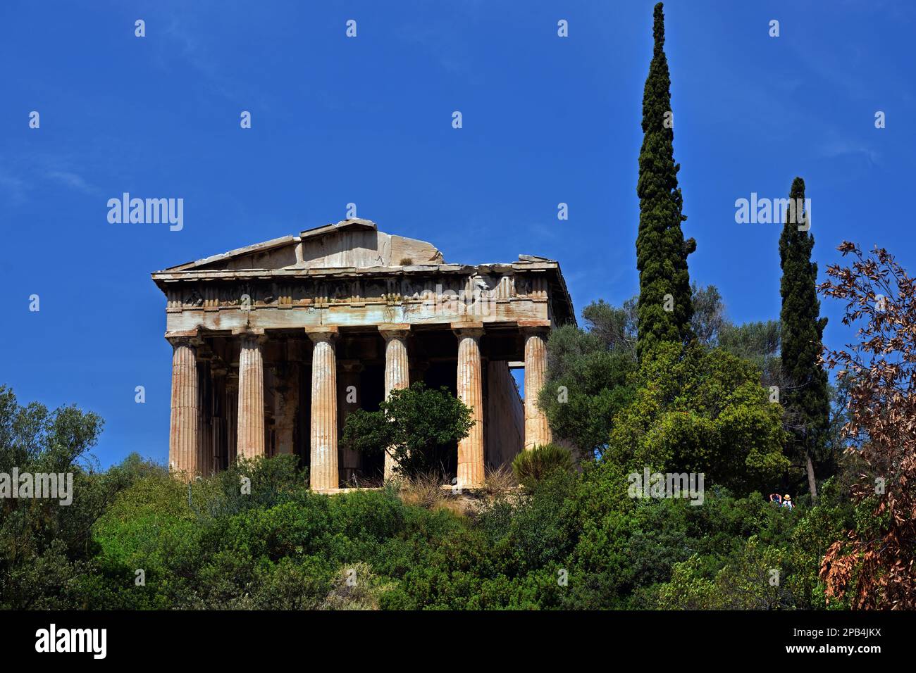 Tempio di Efesto, Agorà, Atene Grecia greca. (Il Tempio di Efesto ad Atene è tra i templi antichi meglio conservati della Grecia. Era dedicato a Efesto, il dio olimpico del fuoco, e Atena, la dea olimpica della saggezza, della strategia e dell'artigianato. Foto Stock