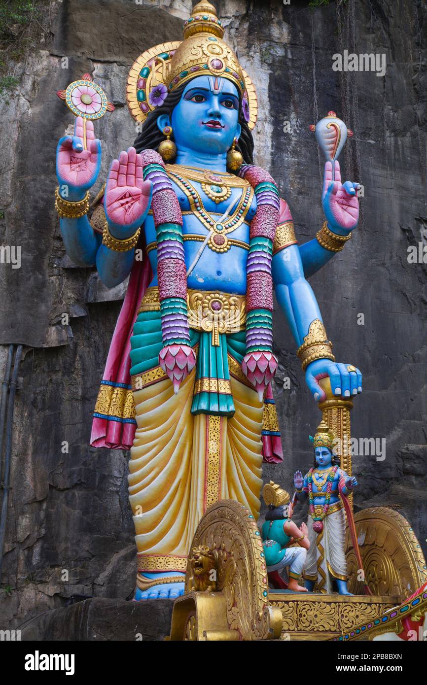 Malesia, Kuala Lumpur, grotte di Batu, statua di Krishna, Dio indù, Foto Stock