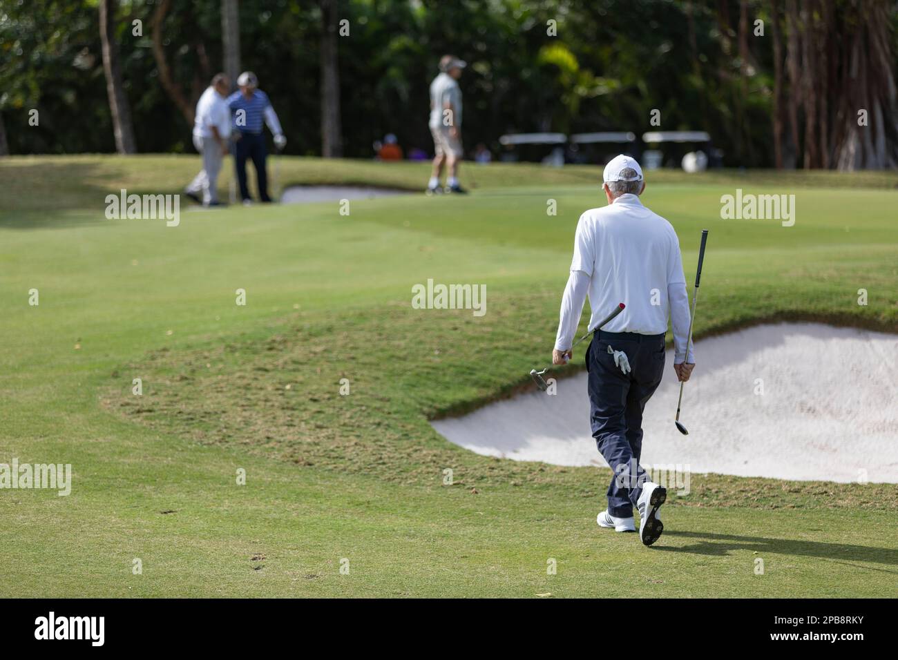 Gli uomini giocano a golf al Trump National Doral Golf Course, Miami, Florida, USA Foto Stock