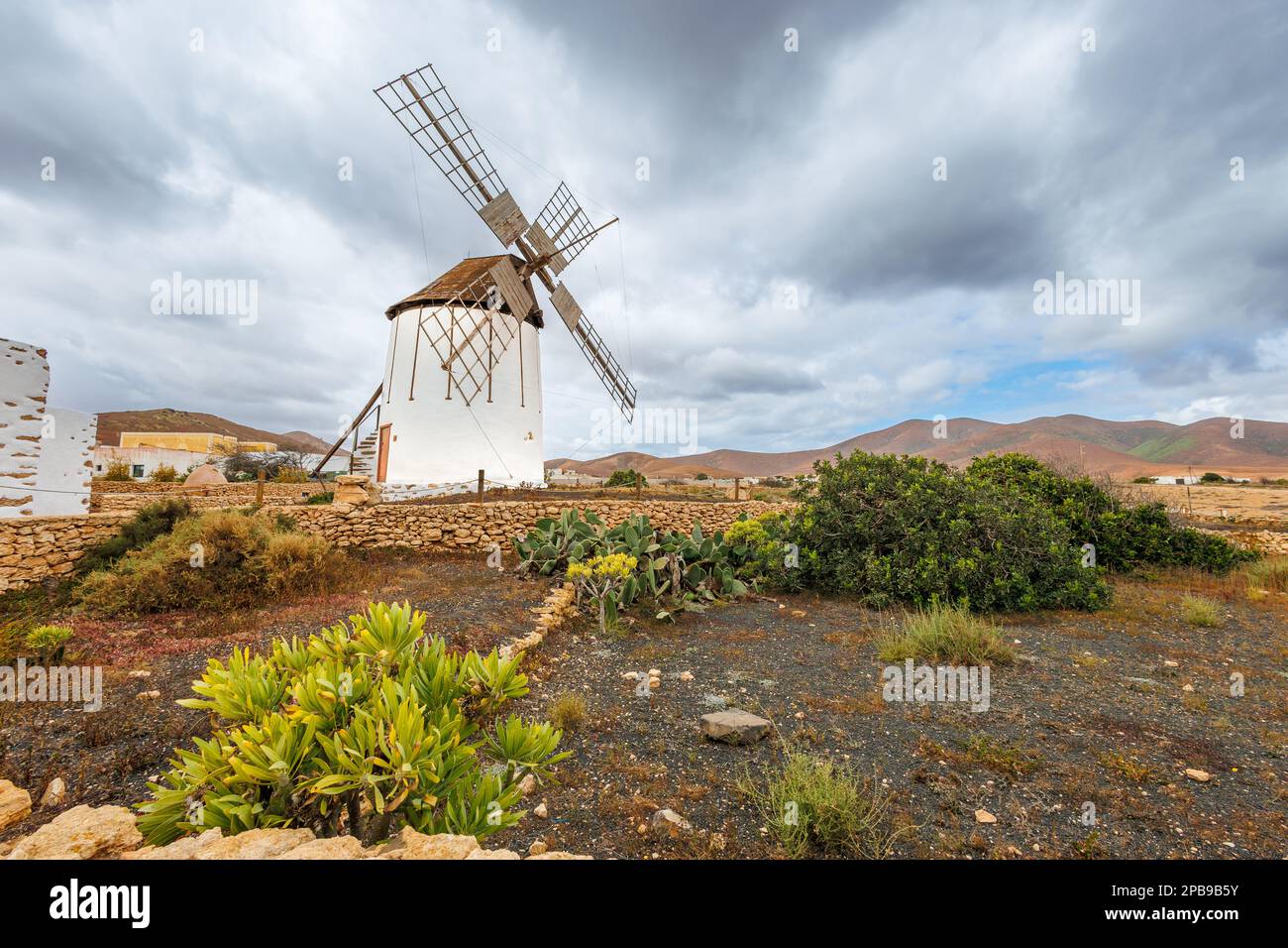 Mulino restaurato nel Museo di Milling nel comune di Tiscamanita, Fuerteventura, Isole Canarie Foto Stock