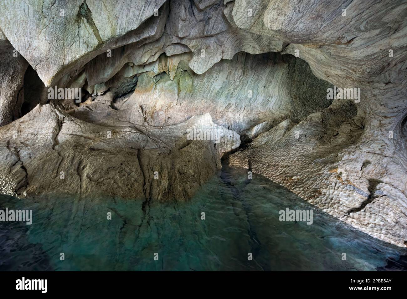 All'interno della grotta di marmo, Capillas de Marmol, Lago General Carrera, Patagonia Foto Stock