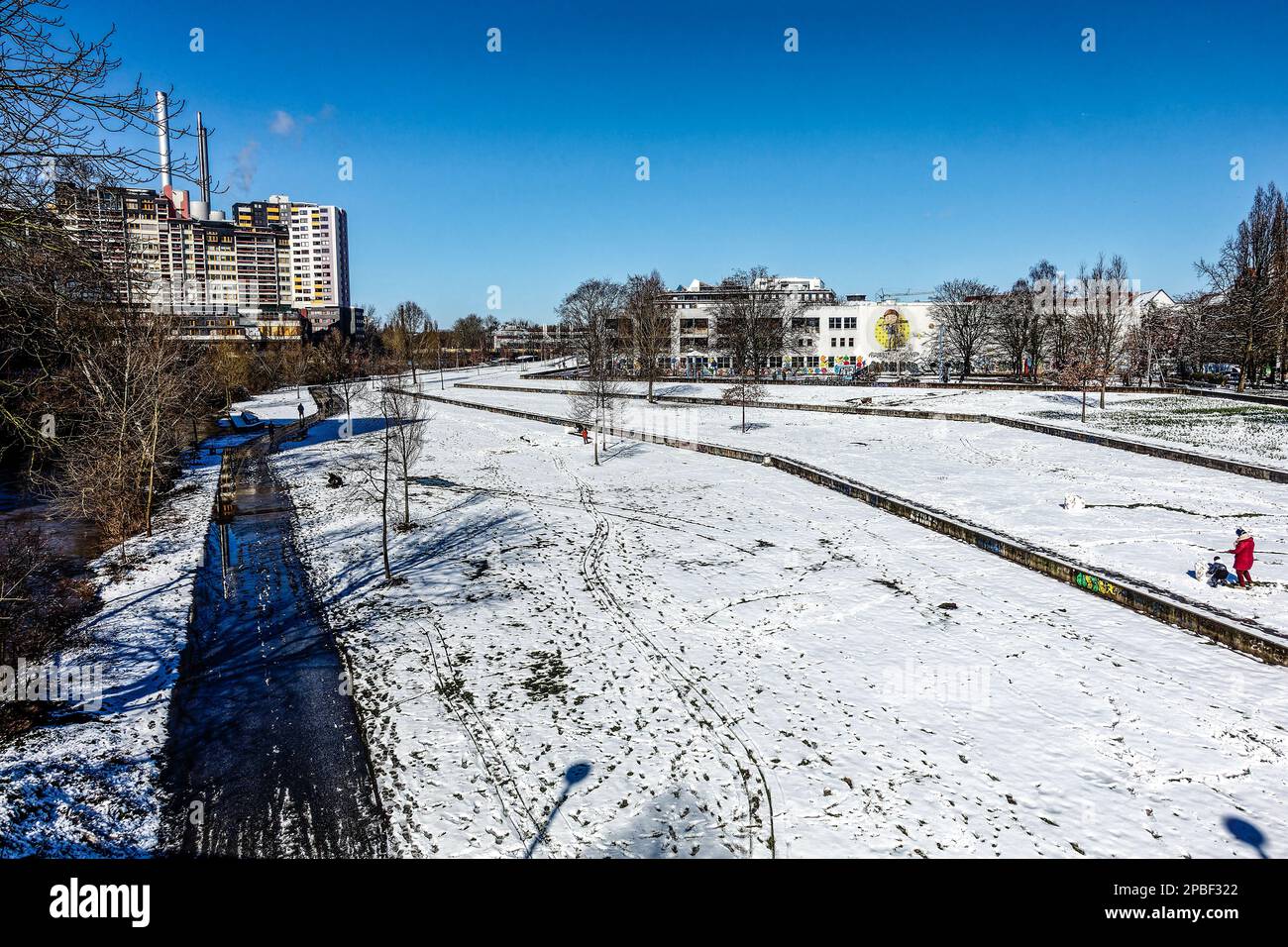 Inverno am Ihme Zentrum .Hannover. Foto Stock