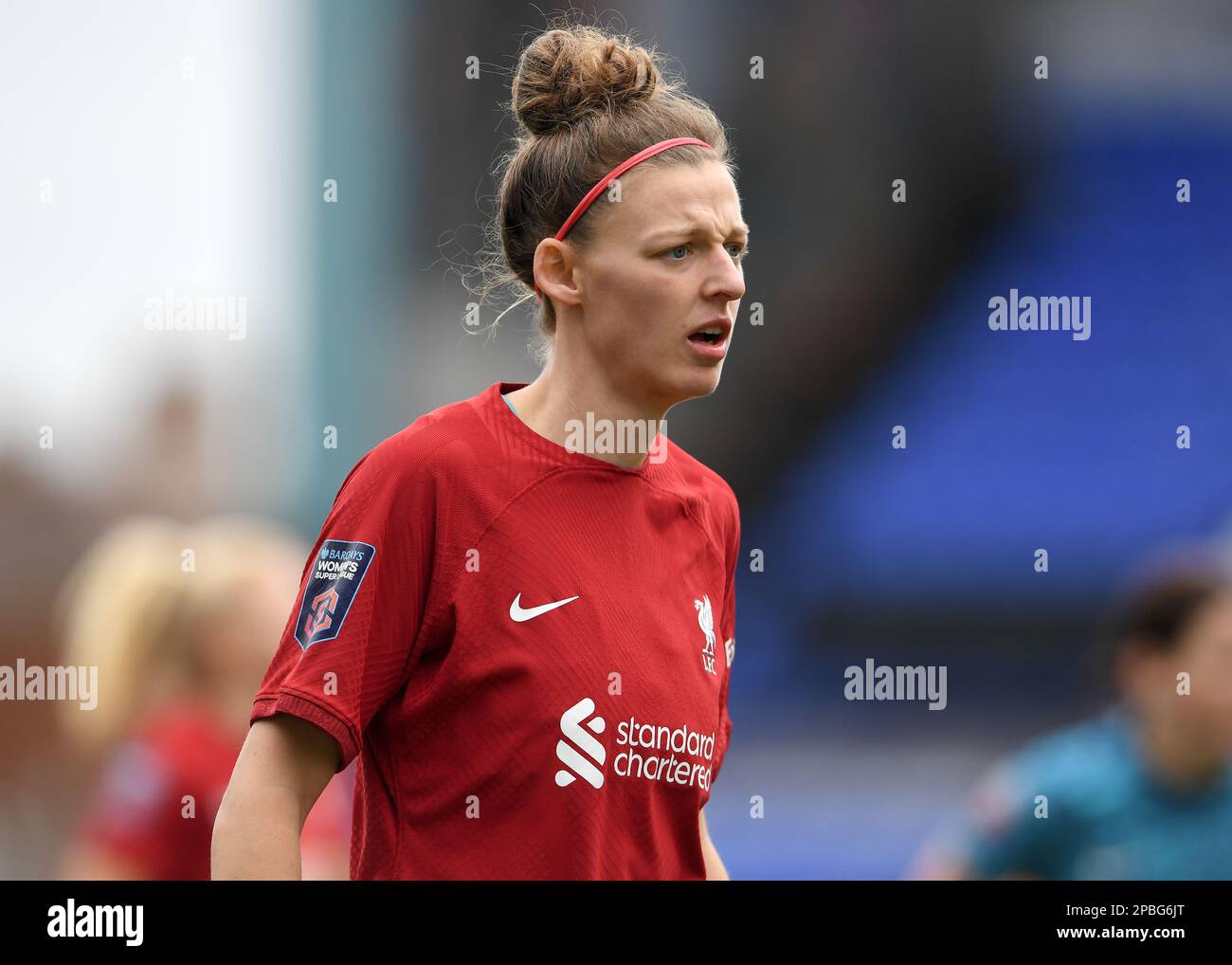 Birkenhead, Regno Unito. 12th Mar, 2023. Yana Daniëls di Liverpool durante la partita della fa Women's Super League al Prenton Park, Birkenhead. Il credito dell'immagine dovrebbe essere: Gary Oakley/Sportimage Credit: Sportimage/Alamy Live News Foto Stock