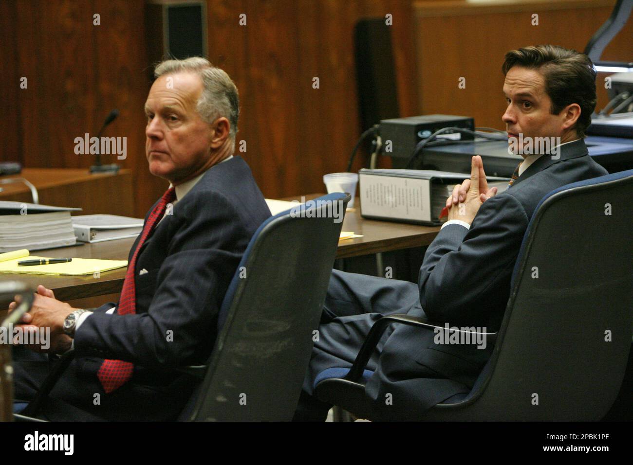 Prosecution team members Alan Jackson, right, and Pat Dixon, left