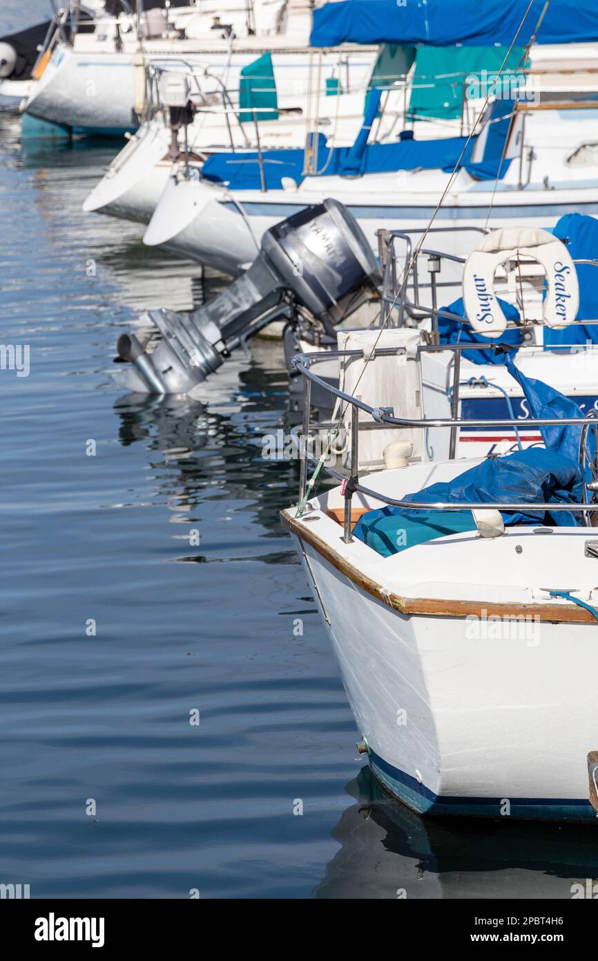 Gli yacht attraccati nel porto turistico di Marina del Ray California il 4th 2023 febbraio Foto Stock
