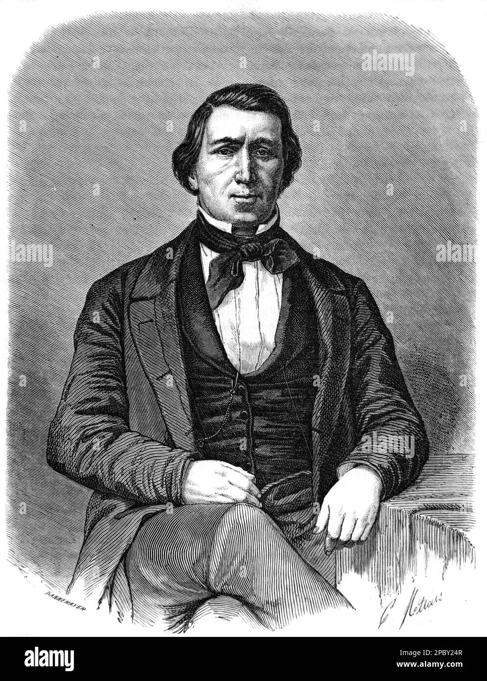 Ritratto di Brigham Young (1801-1877) Capo religioso e secondo Presidente (1847-1877) dei Mormoni o Chiesa di Gesù Cristo dei Santi degli ultimi giorni o Chiesa della LDS. Vintage o incisione storica o Illustrazione 1862 Foto Stock