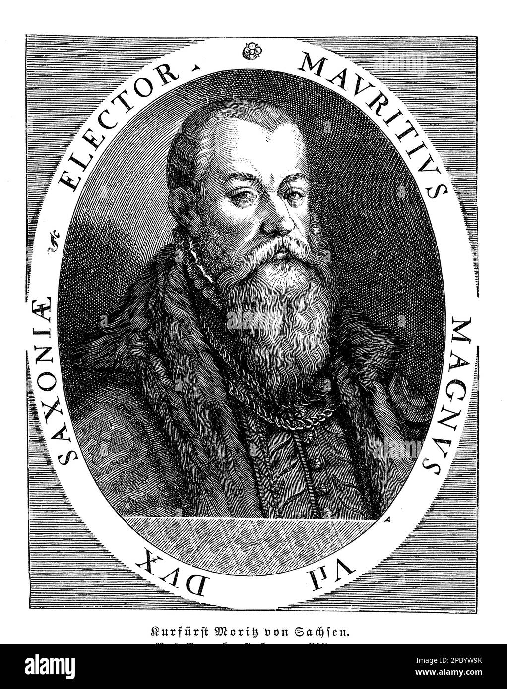 Kurfürst Moritz von Sachsen fu un principe tedesco del 16th° secolo e leader militare che svolse un ruolo significativo nella riforma protestante. Durante la guerra di Schmalkaldic si è scambiato le parti, sconfiggendo i suoi ex alleati, e ha ottenuto il controllo dell'elettorato di Sassonia. Foto Stock
